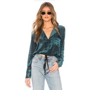 Free People Aspen Nights Velvet Top in Green